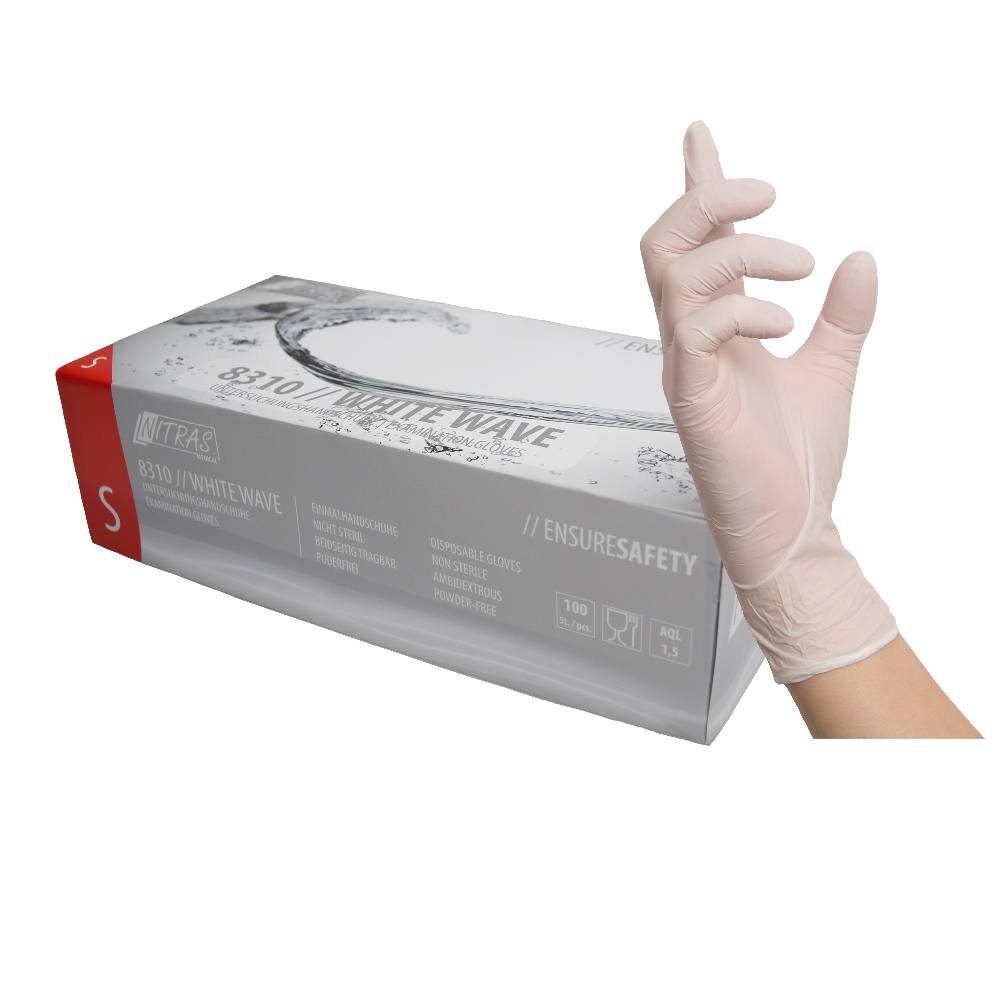 Wegwerphandschoen nitras 8310 nitril white wave 100st