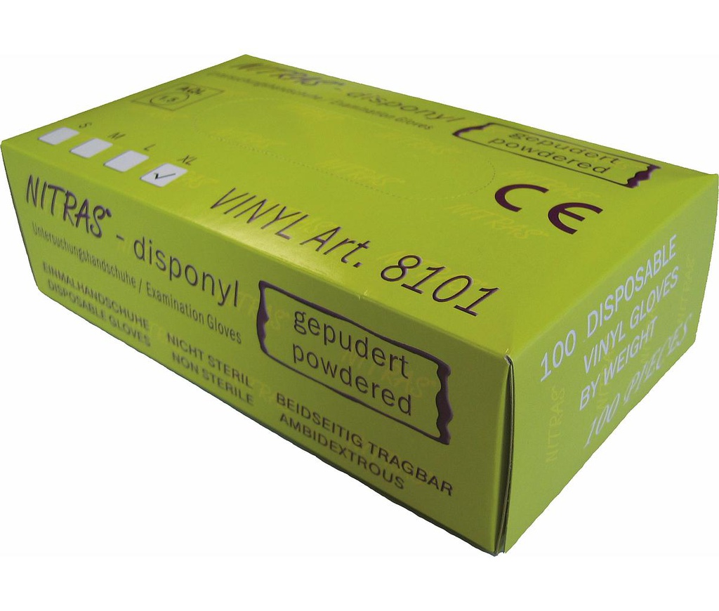 Wegwerphandschoen nitras 8100 vinyl ongepoederd (100st)