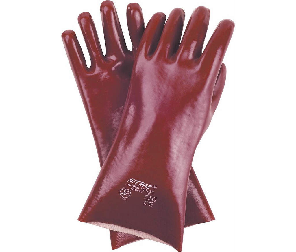 Handschoen nitras 160227 pvc rood 27cm
