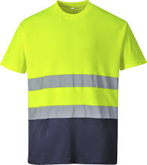 T-shirt S173 fluo geel/navy
