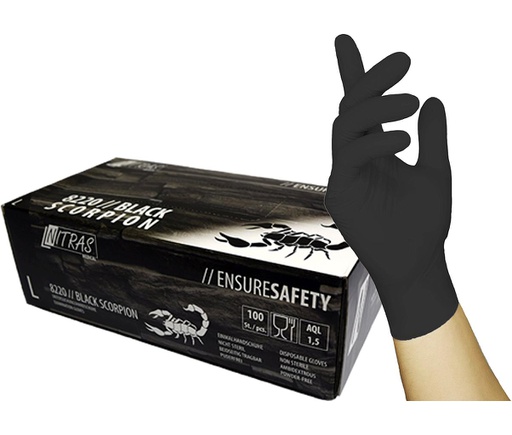 Wegwerphandschoen Nitras black scorpion 8220 latex (100st)